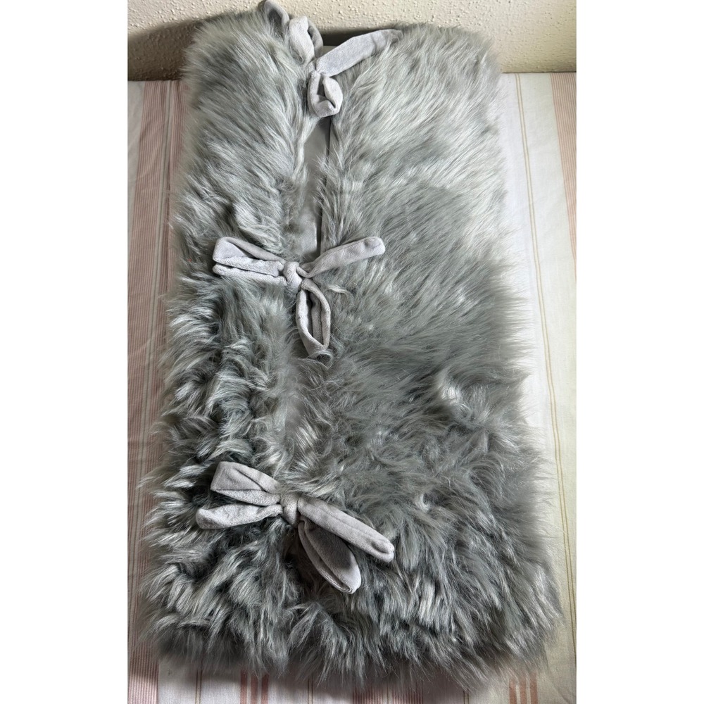 Wondershop Target Grey Faux Fur Christmas Tree Skirt 48 Inch Shaggy Grey